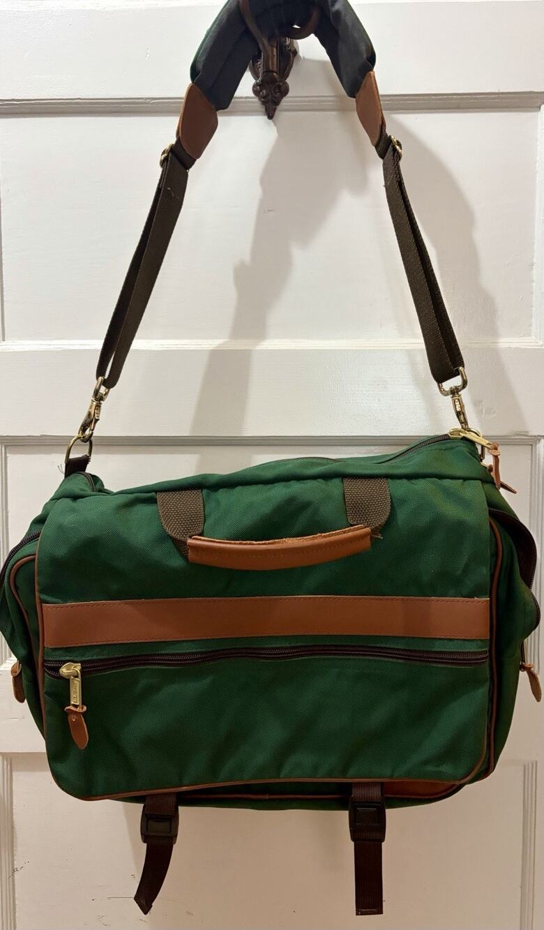 Vintage LL Bean Laptop/Carryon Bag Green W/ Leather Messenger Bag Nice!